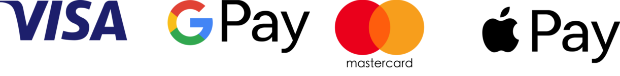 Visa, Mastercard, Google Pay, Apple Pay